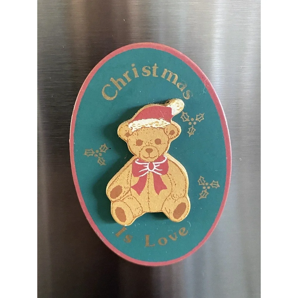 Russ Folk Art Style‎ Wooden Wood Christmas Vintage Refrigerator Magnets Lot Of 2
